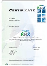 Certyfikat KNX Partner dla systemów inteligentnego domu